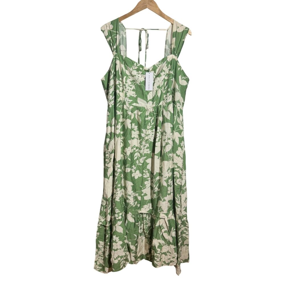 Baltic Born Aita Plus Size Maxi Midi Dress Women‎ 3X Green Cream Floral Boho NWT